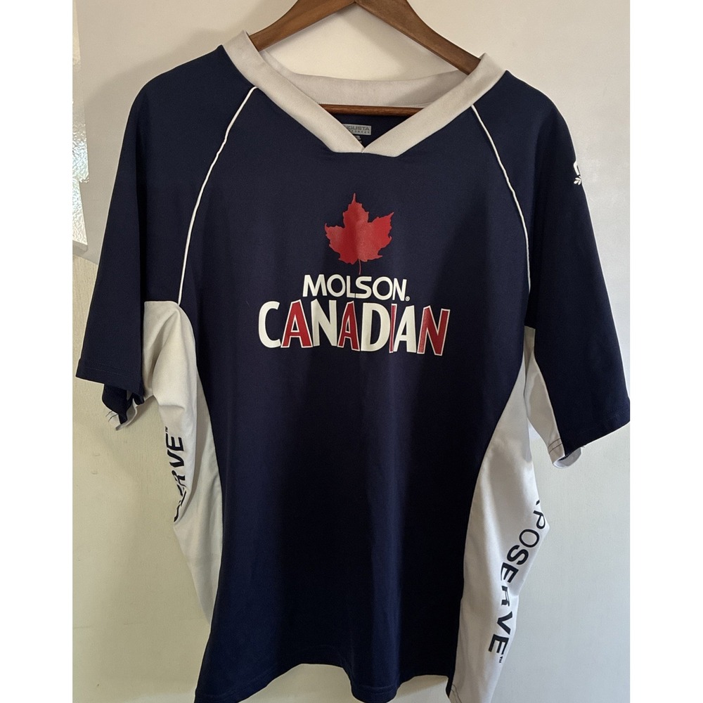 Vintage Molson Canadian| Blue| Hockey Augusta Jersey|Red Maple Leaf|Sz 46-48 XL